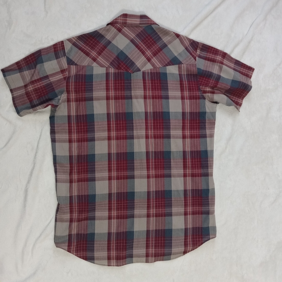 Williams Bay Trading Company Deep Red Shortsleeve Snap Up Plaid Shirt L - Picture 3 of 6